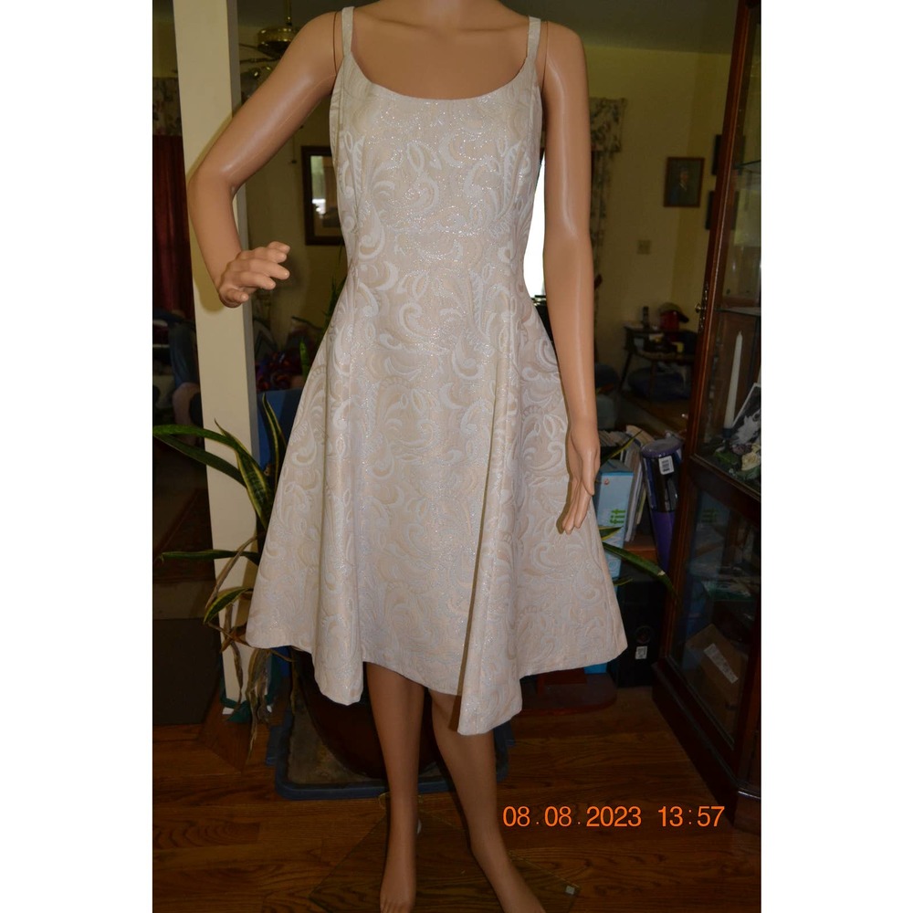 K Studio Formal Dress Cream with metallic silver thread (8)